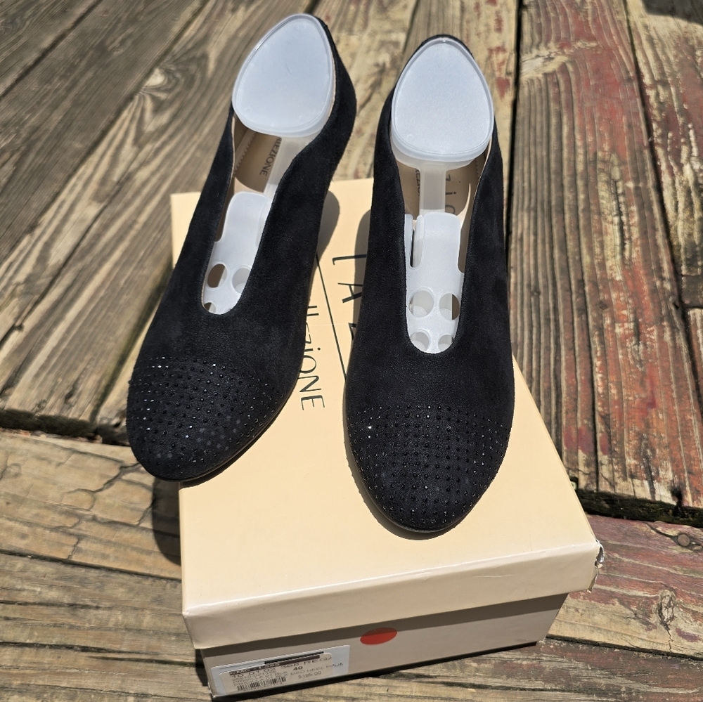 Lazio Collezione Precilla Black Medium Suede Heels, Size 40EU